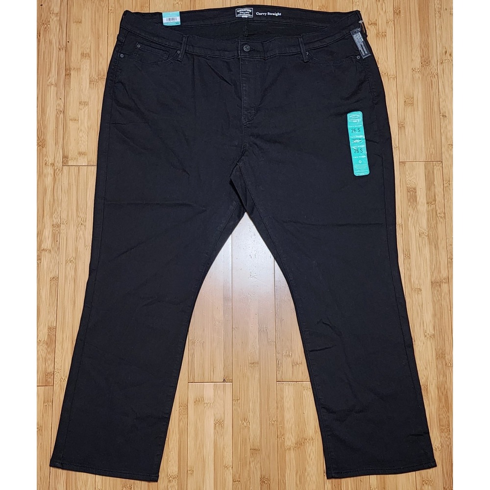 Levi's Signature Gold Curvy Straight Black Jeans Womens 26S Plus Stretch NWT
